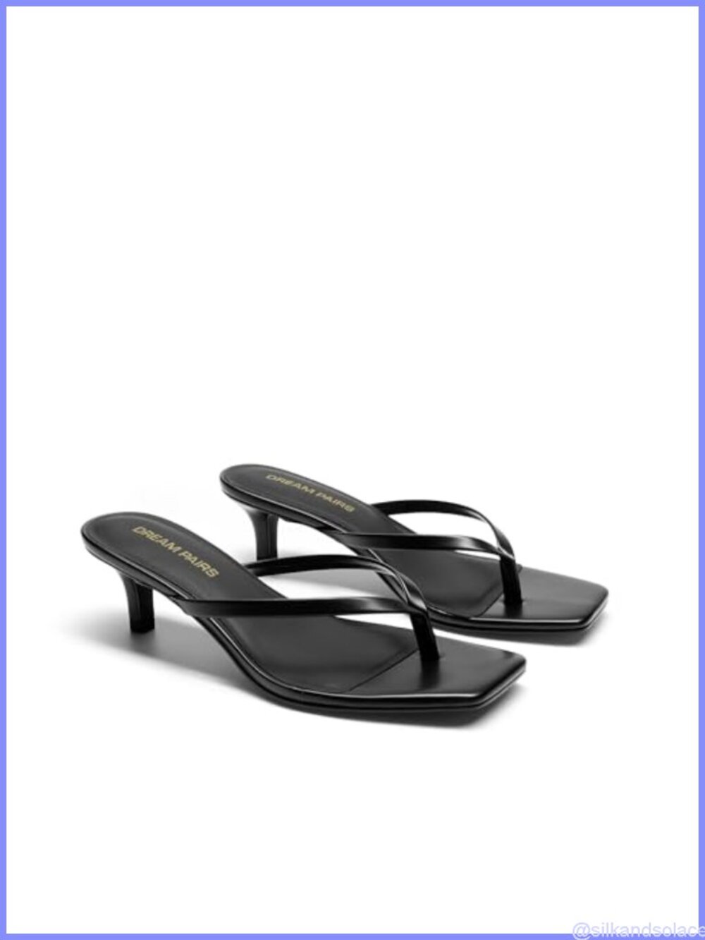 Womens Faux Leather Kitten Heel Flip Flop Sandals Slip On Square Toe Summer